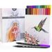 Dual Tip Brush Pen Marker Set - 24 Colours- Flexible Brush & Fineliner Tips - Watercolour Effects - Art Markers for Adult Colouring Books,Calligraphy,Lettering, Bullet Journal Pens - MozArt Supplies