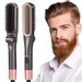 Beard Straightener Comb for Men, Foldable Quick Electric Hair Beard Straightener Heated Beard Shaving Brush Comb, Ceramic Ionic Heating Control Hot Hair Comb with Anti-Scald, Home and Travel