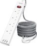 Save £3.00 - Extension Lead with USB Slots, 4 Way Outlets Power Strip with 3 USB Ports (13A/3250W), Surge Protection Plug Extension Socket with 1.8M Braided Extension Cord, Overload Protection for Home, Office