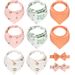 Baby Bandana Bibs with Headbands, Momcozy Muslin Dribble Bibs with Snaps, Super Absorbent & Soft Baby Drool Bibs for Girls, Newborns Teething, Babies Feeding, 8 Pack with 2 Bow Headbands