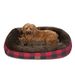 Bedsure Christmas Plush Dog Bed Large Size - Machine Washable Pet Bolster Bed for Large Dogs Up to 20 KG, Red and Black, 81x58x18cm