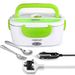 Electric Lunch Box, homeasy 2 in 1 Food Heater Warmer 1.5L Removable Food-Grade Stainless Steel Container Portable for Car, Office, School and Home Use 220V & 12V Spoon Green