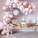 Balloon Garland Kit, Grey Pink Latex Party Balloon & 4D Rose Gold Foil Balloons, 109PCS (53pcs Double-Stuffed Pastel Balloons Included) for Wedding Baby Shower Birthday (Balloon Tools Included)