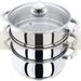 NEW 3PC STAINLESS STEEL STEAMER COOKER POT SET PAN COOK FOOD GLASS LIDS COOKWARE
