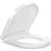Soft Close Toilet Seat with Quick Release, Simple Top Fixing, Heavy Duty UF Material Anti-Bacterial Toilet Seats White with Adjustable Stainless Hinges, D Shape/U Shape Toilet Lid Loo Seat