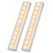 Save 30% - OUSFOT Cupboard Light Motion Sensor, 10-LED Closet Lights Wireless USB Rechargeable with Magnetic Strips Stick up Cabinet Wardrobe Stairs Kitchen Wall Warm White(2 Pack)