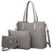 Save 23% - Miss Lulu Women Fashion Handbag Shoulder Bag Purse Faux Leather Tote 3 Piece (Grey)
