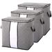 Baodan Foldable Duvet Clothes Storage Bags Organizer Large Capacity Storage Boxes Containers with Reinforced Handle, Clear Window and Zippers for Clothes, Blankets, Bedding, Comforters (Grey-3Packs)