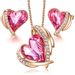 CDE Jewellery Sets Gifts for Women Love Heart Rose Gold Necklaces and Earrings Set Anniversary Birthday Gifts for Her Wife Mum