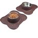 VIVAGLORY Medium Dog Bowls Set, 2 Pack Puppy Bowls with Non Spill Silicone Mat and Food Grade Stainless Steel Water and Food Feeding Bowl for Kitty Puppy Cat Dog, Chocolate
