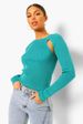 Cut out Shoulder Rib Knit Jumper