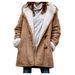 Women Coat and Jacket Sale Women Winter Oversize Solid Plus Velvet Coat Long Sleeve Horn Buckle Pocket Overcoat Plus Size Winter Warm Overcoat Hooded Parka Outwear Christmas UK Size