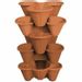 6 x STRAWBERRY PLANTER -STACKED IN TRIOS - GARDEN PLANTS PLASTIC POT -TERRACOTTA