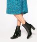 Save 39% - Black Faux Croc Square Toe Block Heel Boots