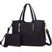 Miss Lulu Fashion Ladies Pu Saffiano Leather Top Handle Bags 2 Pieces Tote Shoulder Handbags for Women (Black)