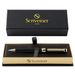 Black Lacquer Ballpoint Pen Scriveiner - Stunning Black Ballpoint Pen with 24K Gold Finish, Schmidt Black Refill, Best Ball Pen Gift Set for Men & Women, Professional, Executive, Office, Nice Pens