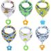 Save £2.60 - Baby Bandana Boys Drool Bibs 6-Pack with Teething Toys 100% Organic Cotton Super Absorbent Soft Dinosaur Car Airplane (6-Pack Boy)