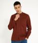 Rust Twill Long Sleeve Grandad Shirt