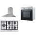 Cookology Fan Oven, 70cm 5 Gas Hob and Stainless Steel Chimney Cooker Hood Pack