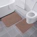 VANZAVANZU Non Slip Bath Mat Set 2 Piece Thickened Bathroom Mat Set Absorbent Ultra Soft Bath and Pedestal Toilet Mat Set Fluffy Microfiber Toilet Rug - 50 x 80cm & 50 x 60cm U Shape (Taupe)