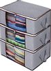 Save 23% - Awekris Foldable Storage Bag, Set of 3 Large Foldable Clothes Organizer, Clear Window & Carry Handles, Great for Clothes, Blankets, Closets, Bedrooms and More (Grey)