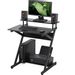 Save £10.00 - FITUEYES Computer Desk with Keyboard Wood Black Z-Shaped Writing Table Workstation for Home Office 70x60x84cm CD307001WB