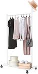 Greensen Garment Stand Clothes Rack 3 in 1 Multifunctional Iron Clothes Garment Hanging Rack Rail Shoes Organizer with Hat Holder, Free Standing Display Stand Storage Shelf for Shoe Boot Hat, White