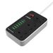 Power Strips Extension Lead with USB Slots 3 Way Outlets 6 USB Ports(5V 3.4A) Desktop Charging Station UK Socket Plug 2M Cable (Black-Grey)