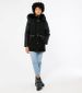 Save 73% - Black Leather-Look Sleeve Faux Fur Hood Parka Coat