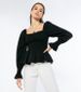 Save 58% - Black Long Sleeve Shirred Peplum Top