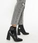 HALF PRICE! Black Buckle Flared Block Heel Chelsea Boots