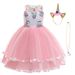 URAQT Unicorn Costume, Princess Unicorn Dress Fancy Dress with Necklace, Headband for Kids & Toddlers Birthday/Cosplay/Hallween Party, Age 2-10 Years