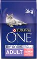 Purina One Adult Cat Food Salmon and WholeGrain, 3 kg, Pack of 4