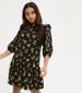 Save £6.50 - Petite Black Floral Frill Tiered Mini Dress