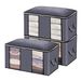 king do way Large Capacity Clothes Storage Bag Organizer with Zips,Carry Handles Thick Fabric Foldable Storage Bag Anti-Mold Moistureproof Closet Storage Boxes for Comforters,Blankets,3 Pack,Grey