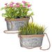 Save 30% - LIVIVO Zinc Plant Pot with Anti-Slug Cotton Rope Handles and 'Flowers & Garden' Design for Outdoor or Indoor Garden, Flower Pot, Herb Garden or Avocado Vase (Set of 2, Oval)