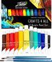 Acrylic Paint Set 12 craft paints. For paper, canvas, wood ,ceramic ,fabric, & crafts. Non toxic & Vibrant colors. Rich Pigments With Lasting Quality - For Beginners, Students & Professionals artists.